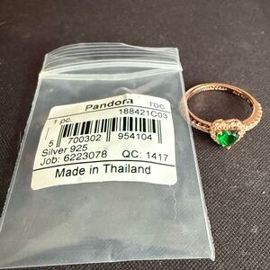 BNNU w/o tags Pandora .925 Silver/Rose Gold Plated with Green Heart 💚
